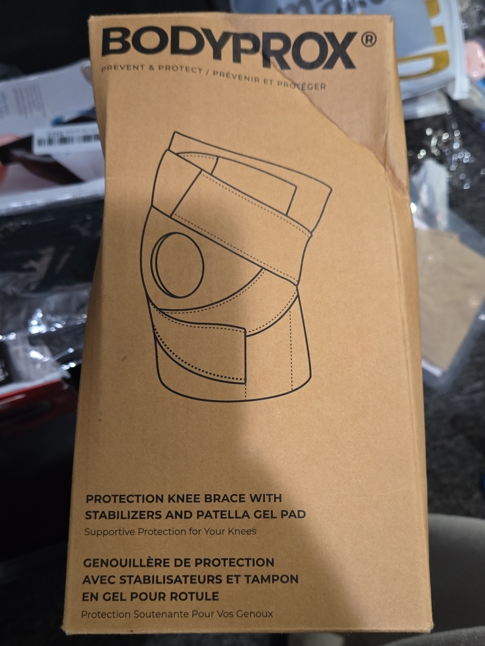BODYPROX Knee Brace with Patella Gel Pad - Tan Packaging